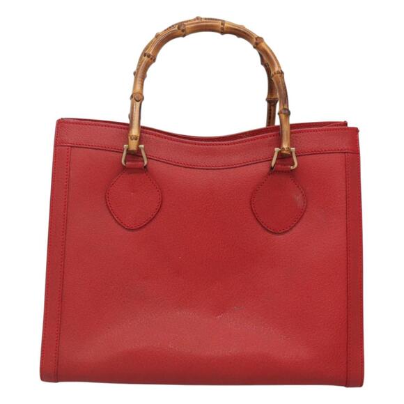 GUCCI Bamboo Hand Bag Leather Red Gold 002 2853 0260 0 - Picture 3 of 16